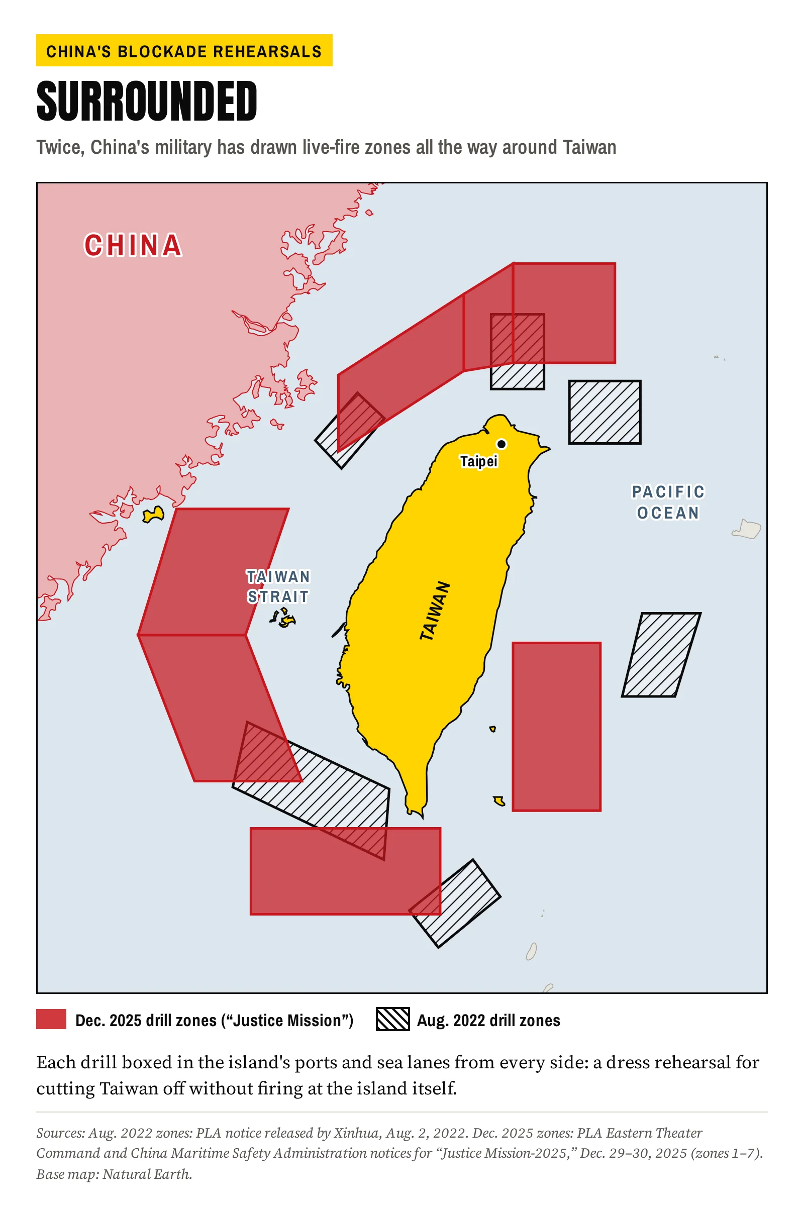 Blockade map: China’s drill zones around Taiwan